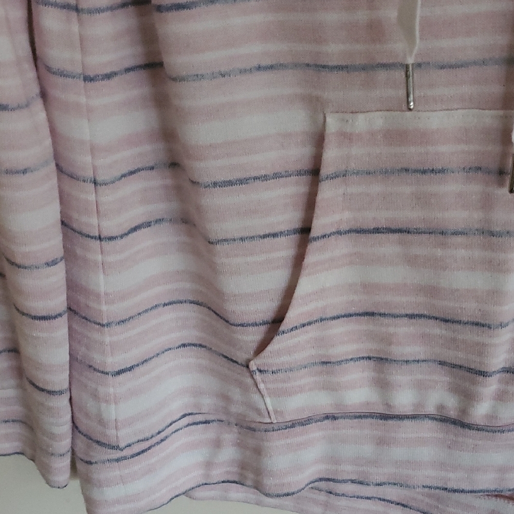 Striped Hoodie with Drawstrings - Picture 3 of 4